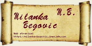 Milanka Begović vizit kartica